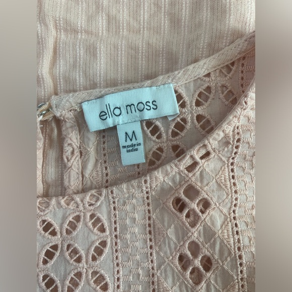 Anthropologie Ella Moss Brianne Peach Eyelet Flutter Sleeve Blouse Size Medium - Picture 10 of 12